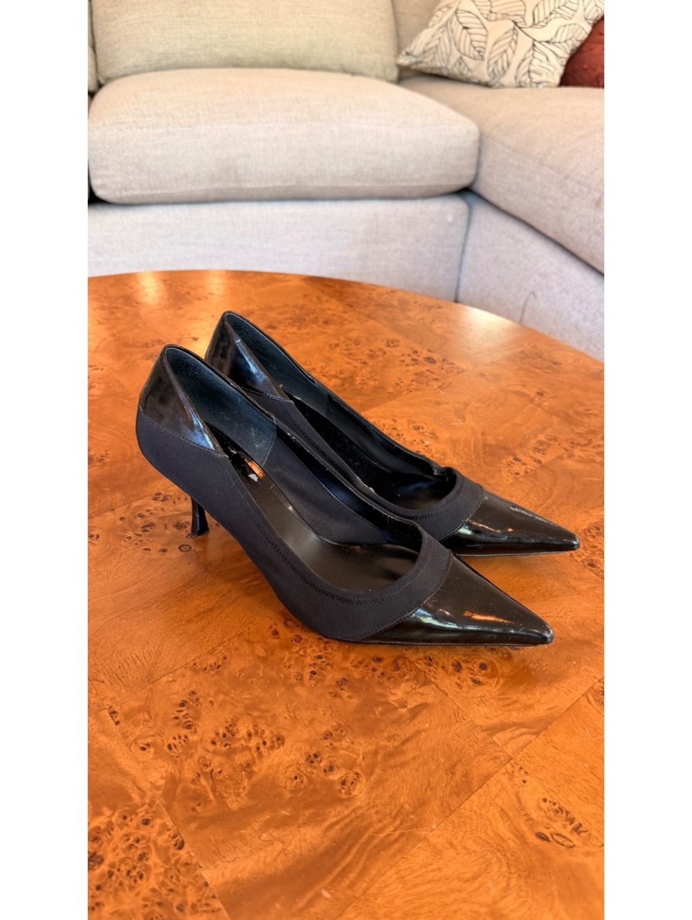 Nine West Black Patent Leather and Fabric Pumps Size 9M
